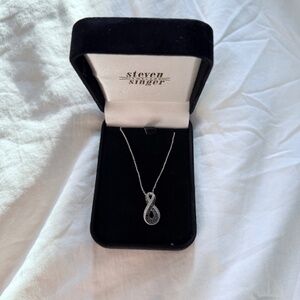 Steven Singer Jeweler's Silver Black & White Endless Love Diamond Necklace